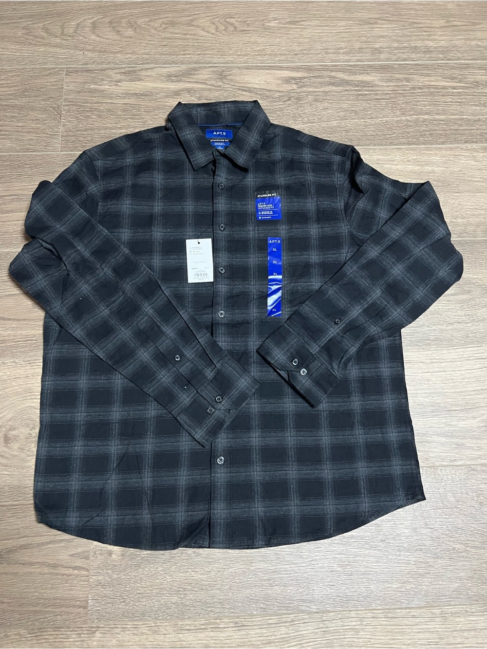 Apt. 9 Black Plaid Button-Down Long Sleeve Shirt